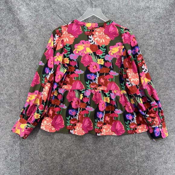 Crosby by Mollie Burch Renny Top Floral Forest Size S Pink Colorful Preppy Glam - Picture 10 of 14